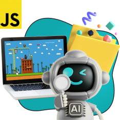 Язык программирования JavaScript + AI. Проектное обучение + геймификация + AI-помощники - КИБЕРшкола программирования для детей, компьютерные курсы для школьников, начинающих и подростков - KIBERone г. Курган
